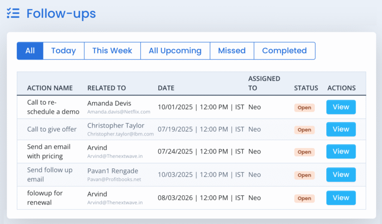 Follow-ups Interface