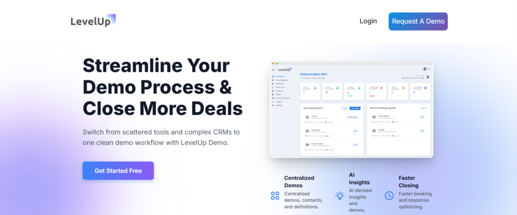 LevelUp-Demo-Hero -Best Demo Scheduling Tools for SaaS Teams