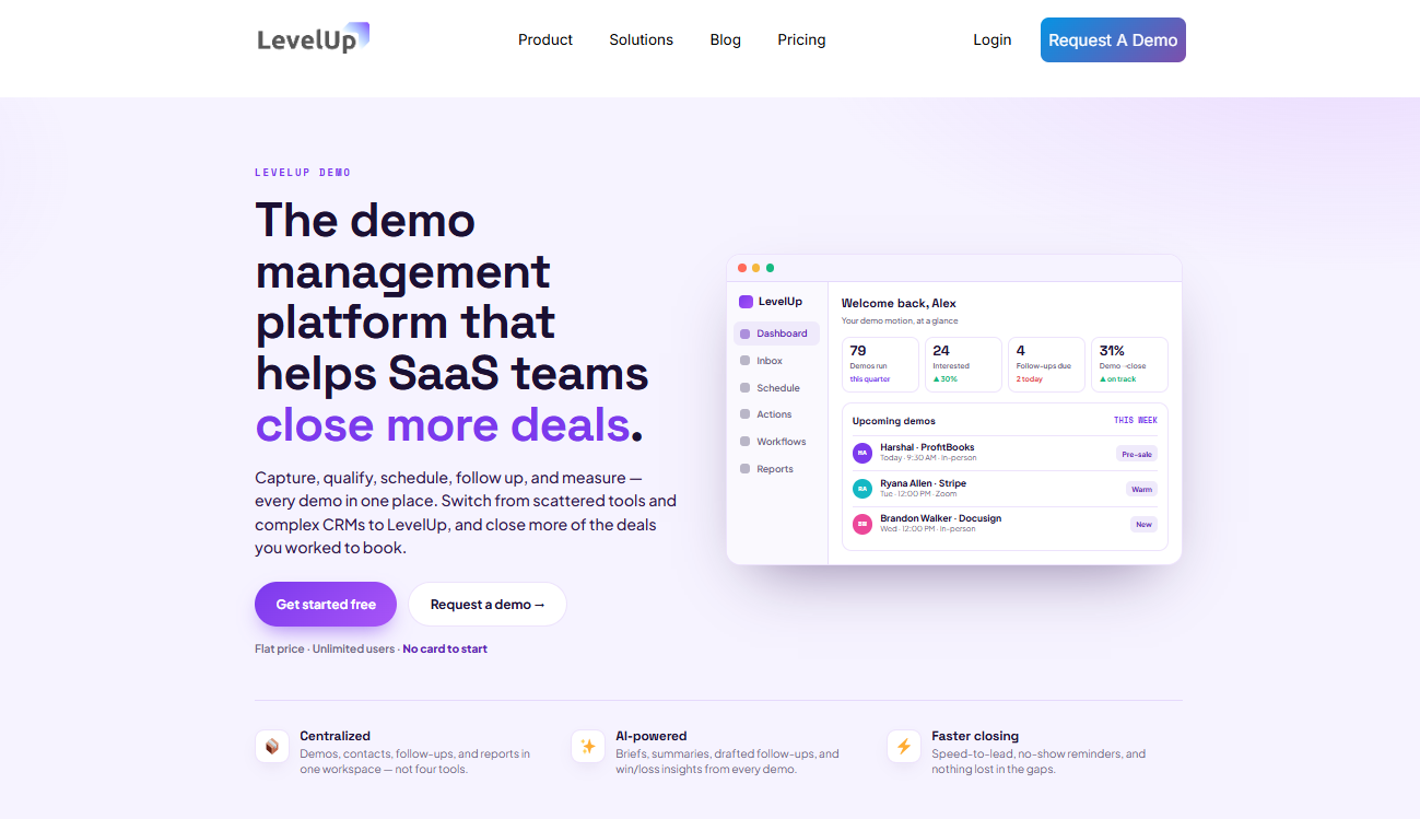 LevelUp Demo — Best for SaaS Teams That Want End-to-End Demo Operations